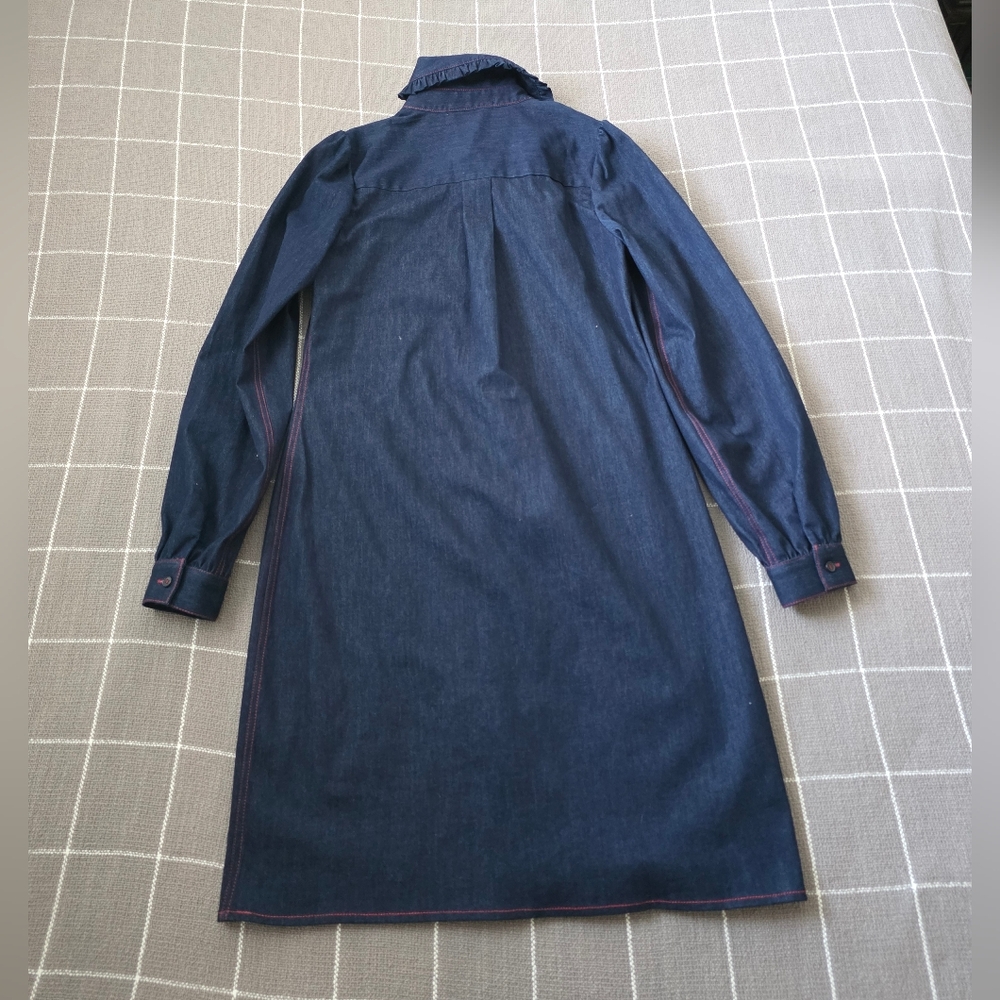 Lesley Evers Indigo Denim Dress Statement Collar - Picture 7 of 7